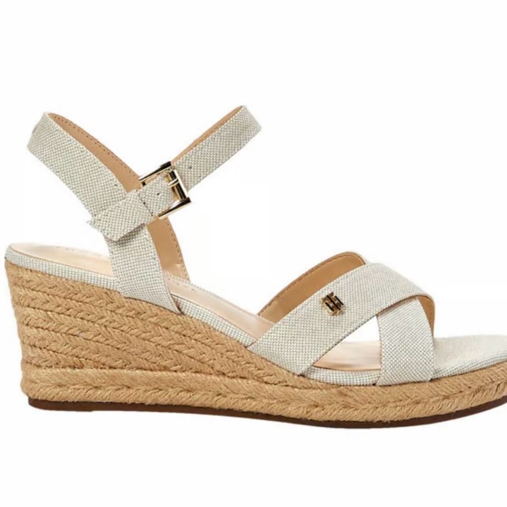 Tommy Hilfiger Neutral Cream Espadrille Wedge Sandals